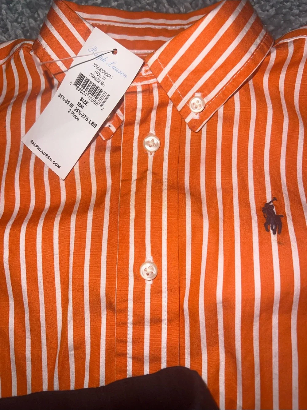 Ralph Lauren Orange & White Striped Button-Down Shirt w/ cat&jack Joggers